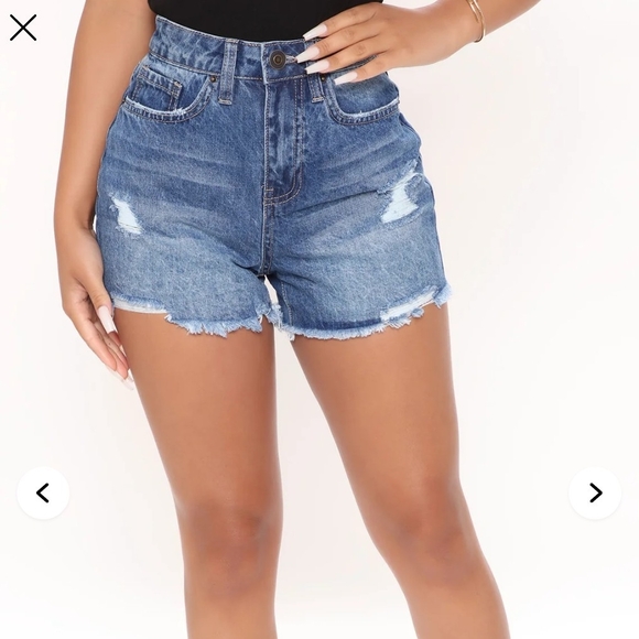 Fashion Nova Distressed Blue Jean Shorts - Picture 1 of 4